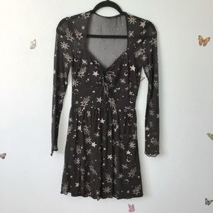 Glitter Mesh Babydoll Dress